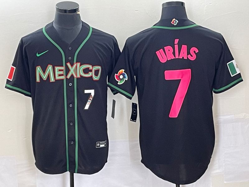 Men 2023 World Cub Mexico 7 Urias Black pink Nike MLB Jersey43